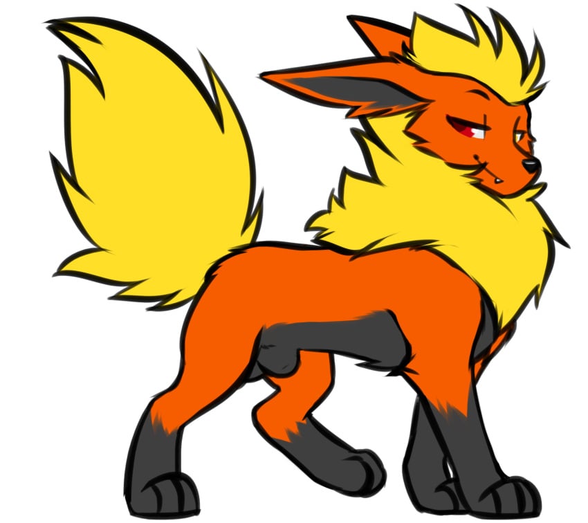 alpha_channel animal_genitalia belly black_belly black_paws eeveelution feral flareon fyre genitals hi_res male nintendo pokémon_(species) pokemon red_eyes sheath smug solo swizz_(swizzlestix) video_games