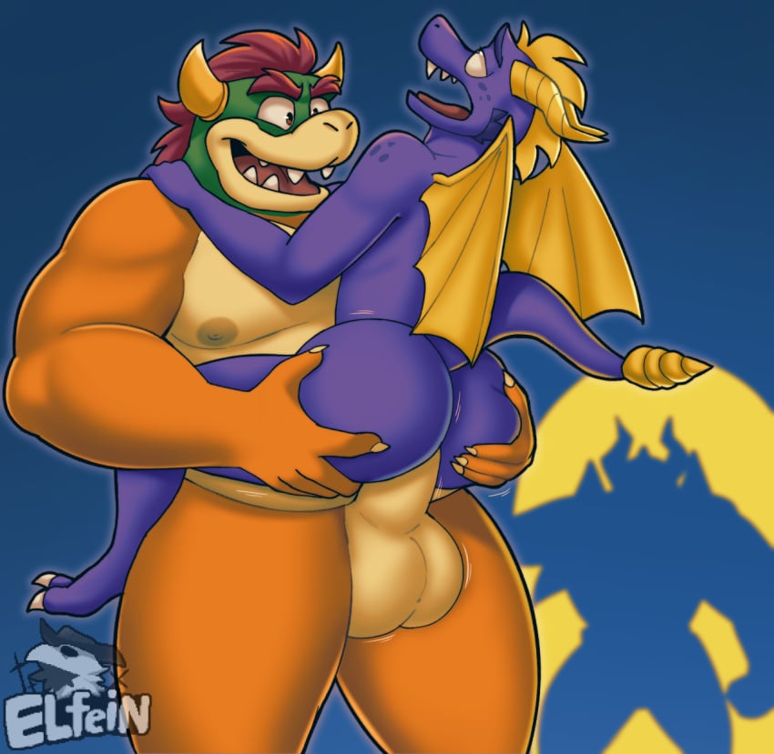 2boys activision anal anal_sex anthro anthro_on_anthro anthro_penetrated anthro_penetrating anthro_penetrating_anthro balls bara bowser dragon elfein gay gay_sex genitals hi_res koopa male male/male male_only male_penetrated male_penetrating male_penetrating_male mario_(series) nintendo nude penetration penis scalie sex spyro spyro_the_dragon video_games