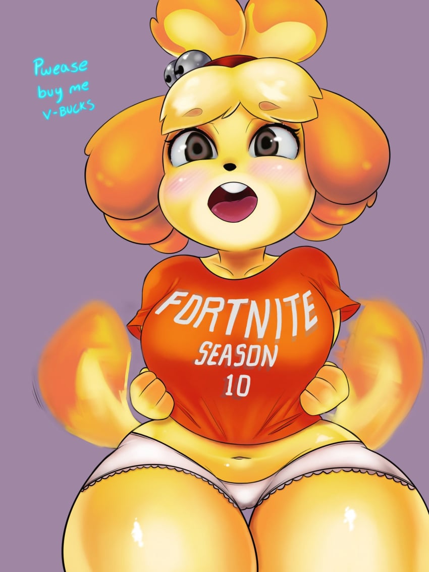 animal_crossing anthro begging big_breasts big_penis blush canine cute fur furry isabelle_(animal_crossing) looking_at_viewer lyn_nyl nintendo tagme tail tailwag thick_thighs