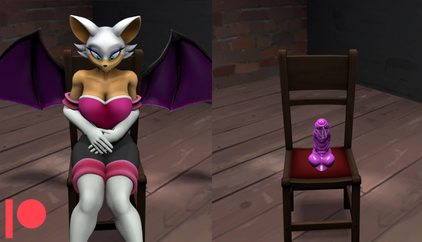 1girls boots chair chiropteran clothing dildo dildo_chair dildo_reveal dildo_sitting female female_only footwear furniture gloves handwear hi_res mammal penetration rouge_the_bat sega sex_toy silverlion27 solo solo_female sonic_(series) sonic_the_hedgehog_(series) stomach_bulge wings