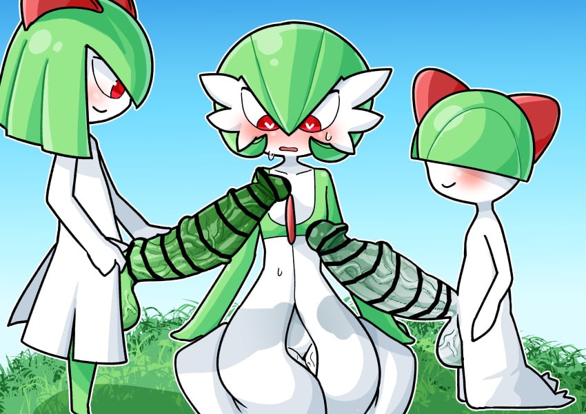 1girls 2022 2futas balls big_balls big_penis blush censor_bar censored censored_penis chasocha cock_shock futanari gardevoir genitals green_hair green_skin heart-shaped_pupils hi_res highres huge_cock kirlia looking_at_partner looking_down nintendo no_humans no_text_version outdoors outside penis penis_awe penis_out penis_size_difference png pokémon_(species) pokemon pokemon_(species) presenting presenting_penis pussy_juice ralts red_eyes short_hair sitting size_difference small_but_hung sweatdrop sweating testicles veiny_penis veiny_testicles video_games white_body white_skin