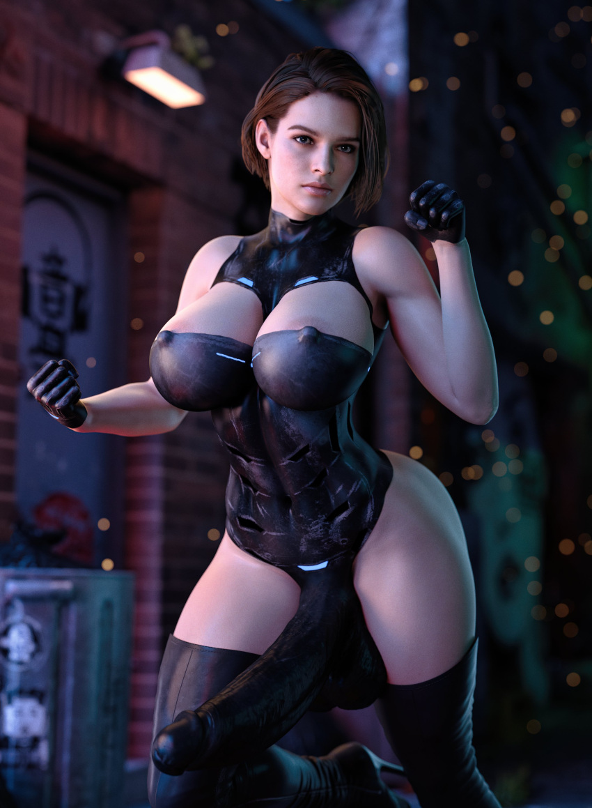 1futa 3d areola areola_slip areolae belly_button_visible_through_clothing big_breasts big_penis breasts casual_boner cock cock_sleeve_(clothes) curves curvy dick dickgirl fighting_stance fit futa_only futanari gloves hips huge_breasts huge_cock jill_valentine jill_valentine_(sasha_zotova) large_breasts large_penis nipple_bulge nipples_bulge penis penis_visible_through_pants resident_evil resident_evil_3 resident_evil_3_remake revealing_clothes solo stevencarson thick thigh_highs thighhighs thighs