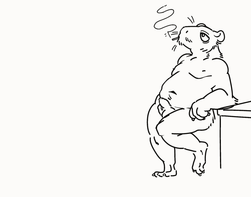 animated anonymous_artist anthro arm_support balls blinking blush bodily_fluids capybara casual casual_peeing casual_urination caviid chin_tuft cigarette claws closed_eyes counter elbow_tuft facial_hair facial_tuft foreskin genital_fluids genitals half-closed_eyes hi_res leaning leaning_on_elbow leaning_on_object male mammal monochrome moobs moustache narrowed_eyes navel nipples overweight peeing penis puddle rodent simple_background small_penis smoke smoking solo solo_focus tailless tapping_foot throbbing_penis uncut urine urine_on_belly urine_on_ground urine_pool urine_stain urine_stream watersports whiskers wide_eyed