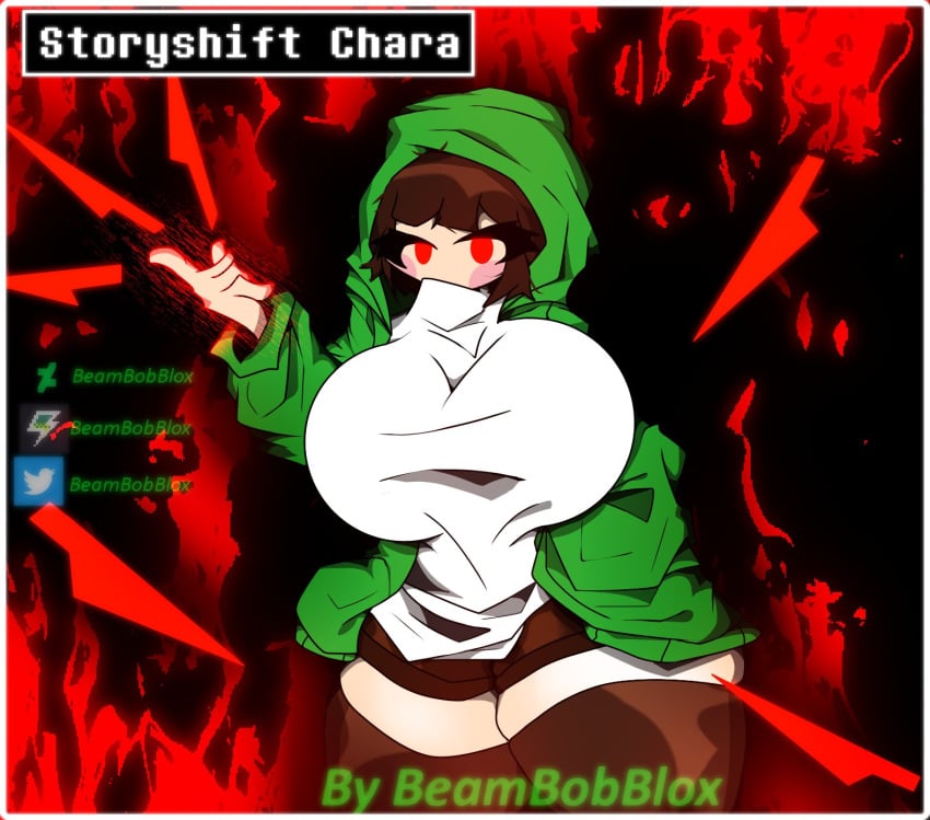 1girls beambobblox big_breasts brown_hair chara female female_only knife looking_at_viewer red_eyes rosy_cheeks storyshift storyshift_chara tagme thick_thighs toby_fox twitter twitter_username undertale undertale_(series) undertale_au undertale_fanfiction