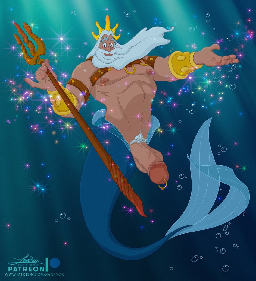 1male big_penis dilf disney king_triton long_beard male male_focus male_only merman pierced_nipples pierced_penis the_little_mermaid underwater white_hair zane_nox