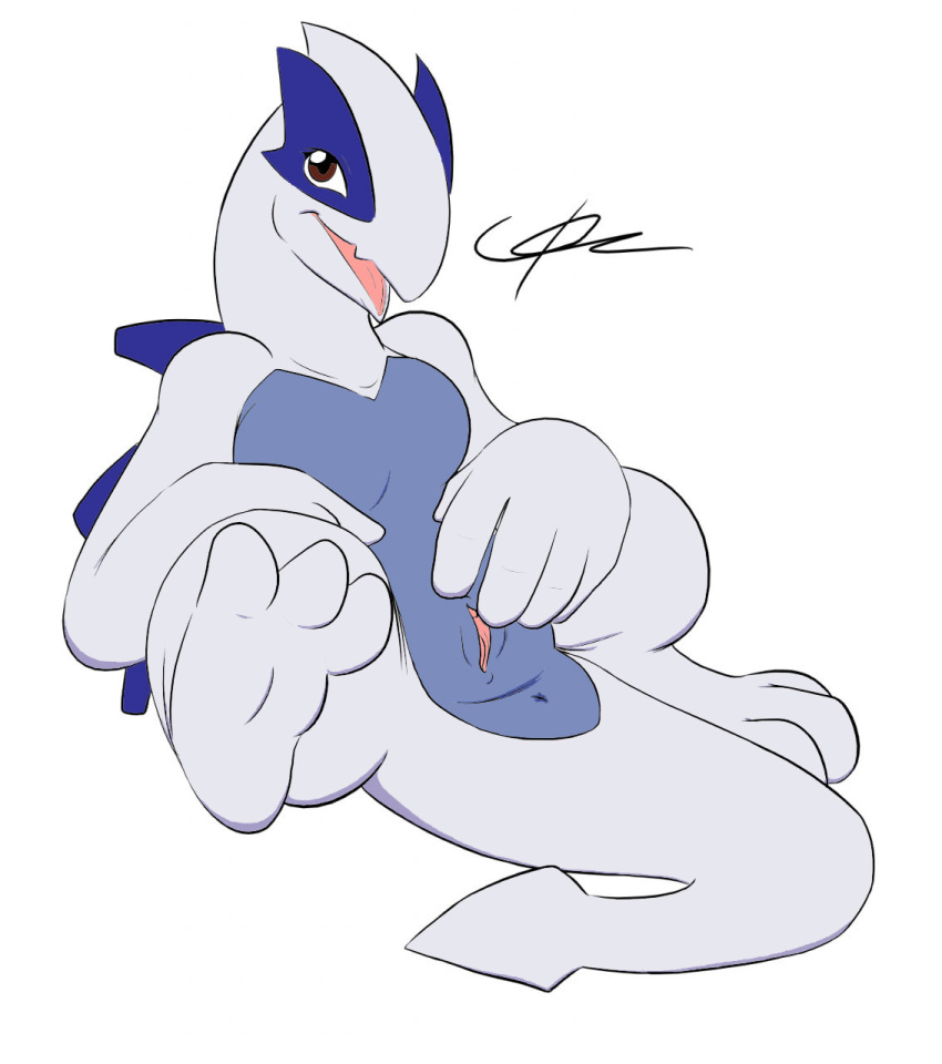 anus avian c0nnerc00n clitoris female furry lugia nude on_back plump_labia pokemon pokemon_(species) pokemon_focus pussy solo spread_legs spreading