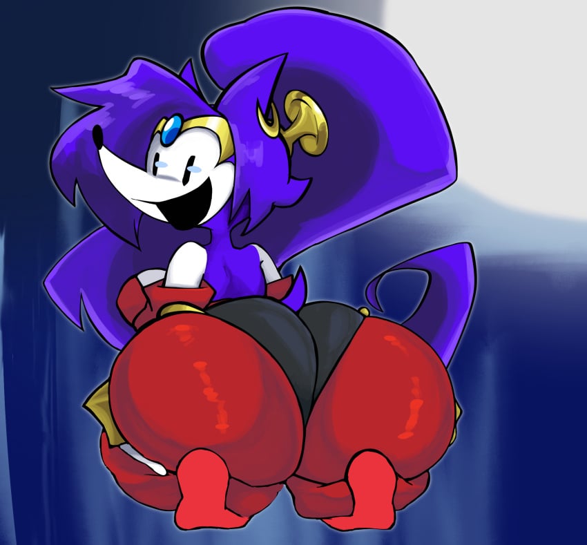 1girls ass ass_focus desertmusic female female_only grin needlemouse_(character) needlemouse_(series) no_humans sarah_henderson_(needlemouse) shantae shantae_(character) shantae_(cosplay) shantae_needlemouse smooth_fur solo solo_female sonic.exe tagme