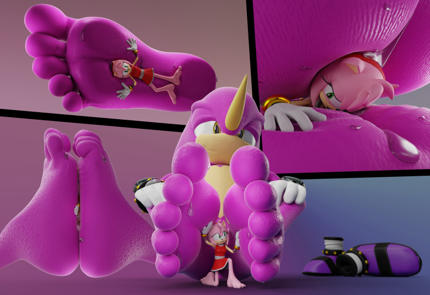 amy_rose anthro asphyxiation barefoot between_feet bodily_fluids breath_play dominant dominant_male duo espio_the_chameleon feet feetymcfoot female female_licking_male foot_fetish foot_focus foot_lick foot_play forced hi_res humanoid_feet larger_male licking male male/female mean miserable misery sadistic_smile sega shoes_removed size_difference smaller_female smush soles sonic_(series) sonic_the_hedgehog_(series) squish stomping sweat sweaty_feet toes tongue tongue_out torture trapped used_like_a_toy