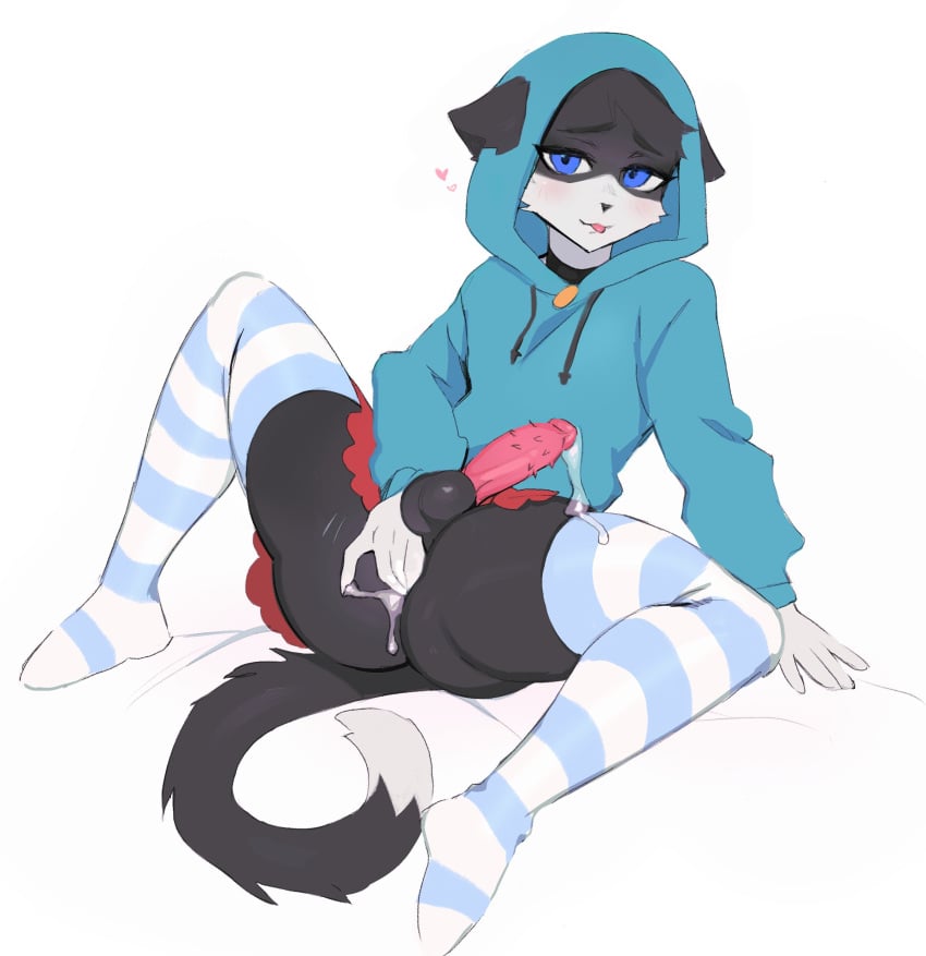 1boy 2022 anthro balls black_fur blue_eyes blush cat_ears domestic_cat feline feline_penis femboy fingering fingering_ass fingering_self fur furry furry_only hi_res hoodie legs_apart light_blush looking_at_viewer male male_only mikosi narrowed_eyes penis precum precum_drip smiling_at_viewer solo solo_male striped_thighhighs thighhighs tongue_out voluptuous white_background