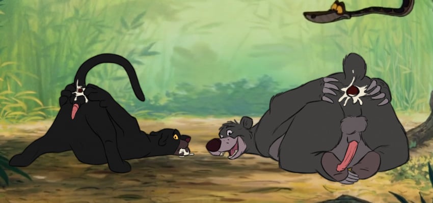 absurd_res after_anal after_sex anal anal_sex animal_genitalia animal_penis anthro anus ass ass_up bagheera balls baloo barefoot black_body black_fur bodily_fluids cum cum_in_ass cum_in_mouth cum_inside detailed_background digital_media_(artwork) disney erection feet felid feline_penis feral forest fur gaping gaping_anus gay genital_fluids genitals group hi_res human_on_feral interspecies kaa looking_at_viewer looking_back lying magzol male male_on_feral male_only mammal melanistic nude on_front open_mouth outside overweight pantherine penile_spines penis plant presenting presenting_anus raised_tail reptile scalie smile snake spread_anus spread_butt spreading the_giant_hamster the_jungle_book toes tree trio ursid ursine_penis zoophilia