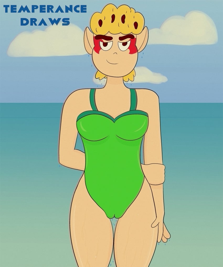 animal_humanoid beach blonde_hair breasts cameltoe cartoon_network cheetah_humanoid cheetara felid felid_humanoid feline feline_humanoid female female_only furry humanoid large_eyebrows leotard swimsuit swimwear temperancedraws thigh_gap thundercats thundercats_roar water