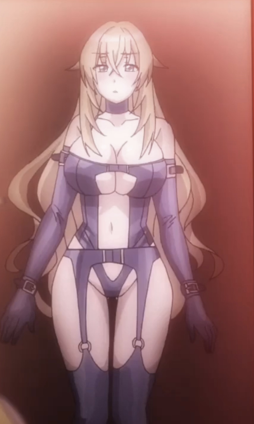 1girls big_breasts blonde_hair breasts busty cleavage dominatrix female hi_res large_breasts legs long_hair masou_gakuen_hxh navel screencap stitched thighs third-party_edit voluptuous yurishia_farandole