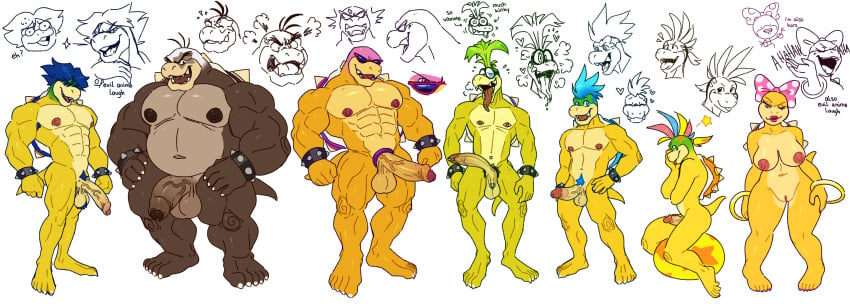 1girls 6boys abs absurd_res alternate_breast_size anthro balls ballsack beefy bracelet breasts circumcised circumcision_scar cock_ring dangling_testicles erection eyewear female foreskin genitals hi_res humanoid_penis iggy_koopa intact jewelry koopaling larry_koopa lemmy_koopa lorum_piercing low_hanging_balls ludwig_von_koopa male male_nipples male_pubic_hair mario_(series) morton_koopa_jr. musclegut muscles muscular_male nide nintendo nipples nude partially_retracted_foreskin pecs penis penis_piercing poppin reptile roy_koopa scalie scrotum sibling simple_background slightly_chubby spiked_bracelet spikes sunglasses testicles uncut veiny_penis video_games wendy_o._koopa white_background