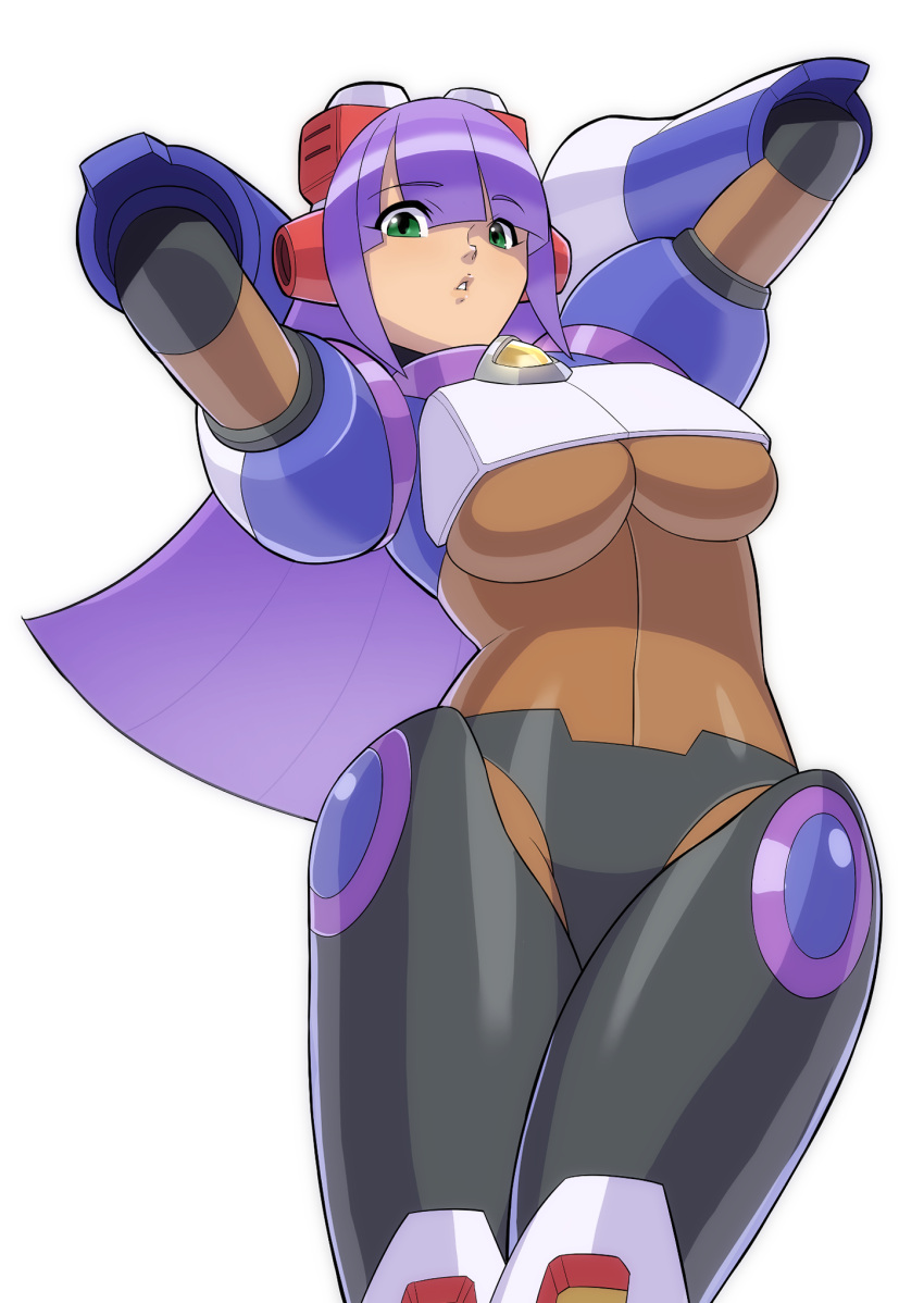 big_breasts green_eyes hypericum layer long_hair mega_man mega_man_x purple_hair robot_girl tagme underboob