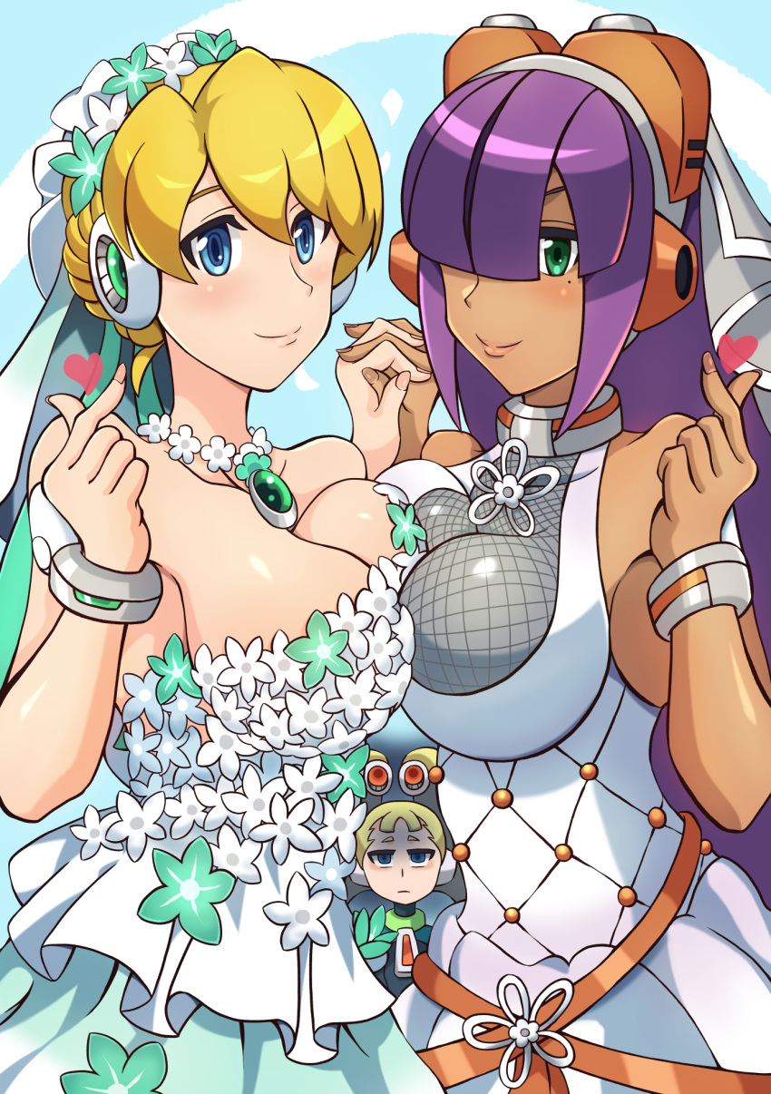 3girls alia asymmetrical_docking big_breasts breast_envy bridal_alia_(x_dive) bridal_layer_(x_dive) kotatuman_dash layer mega_man mega_man_x mega_man_x_dive pallette tagme