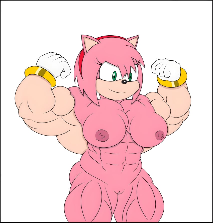 2022 abs absurd_res amy_rose anthro biceps big_breasts breasts clothing eulipotyphlan female flexing fur genitals gloves green_eyes hair handwear hedgehog hi_res hyper_muscles invalid_tag juanitoarcoiris1 mammal muscular muscular_female navel nipples nude pink_body pink_fur pink_hair pussy riseart77 sega smile solo sonic_(series)