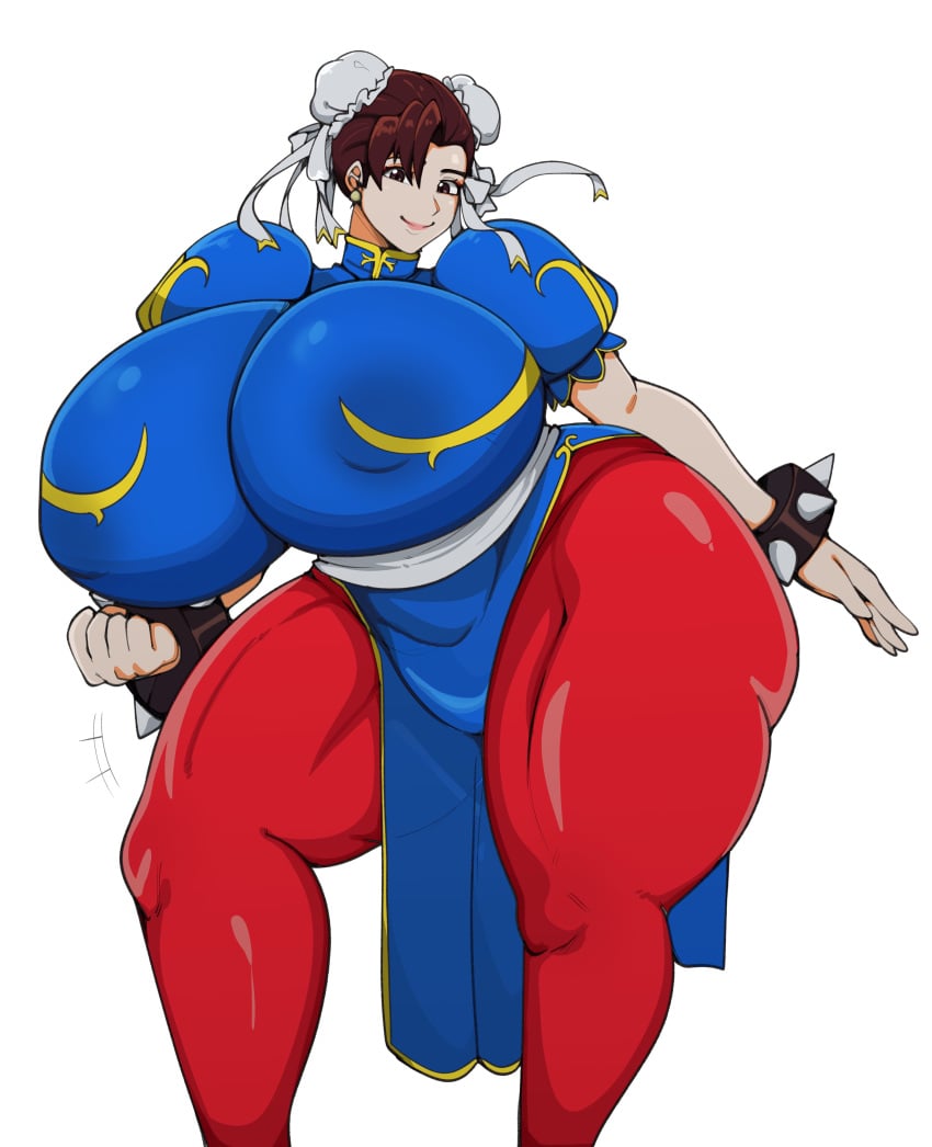 1girls absolute-dima alternate_version_available ass big_ass big_breasts breasts brown_eyes brown_hair capcom chun-li clothed clothing collaboration female female_only hair_bun huge_ass huge_breasts leggings light-skinned_female light_skin nipple_bulge nipples pantyhose solo solo_female street_fighter tagme thick_ass thick_thighs thighs zeruxu