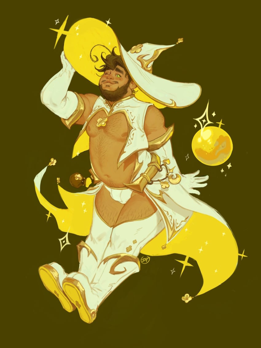 bara bulge chubby david_talaski fat floating lito_(david_talaski) magic magic_user magical_boy male male_only melanin orb sparkles twitter_user_oc witch