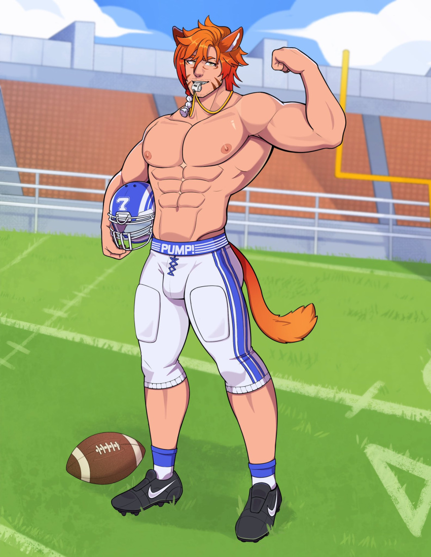 abs big_pecs bulge character_request coach final_fantasy final_fantasy_xiv flexing football_uniform geckobara large_ass large_pecs large_pectorals male male_only muscles muscular muscular_male outdoors outside pecs whistle