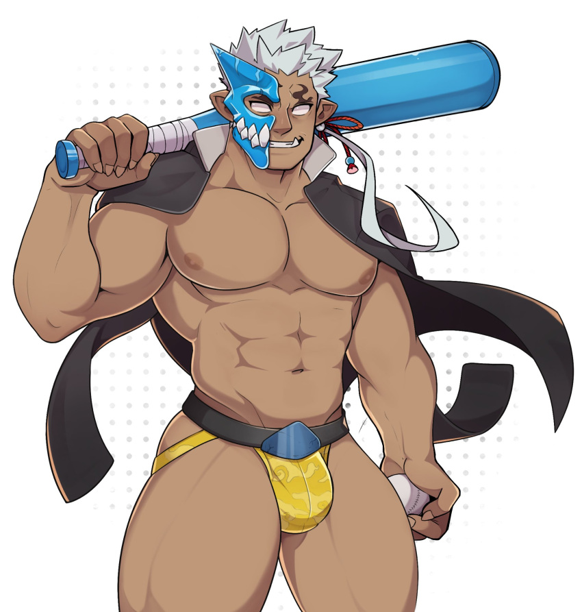 baseball_bat bulge geckobara jockstrap looking_at_viewer male male_only muscles muscular muscular_male shuten_(tokyo_afterschool_summoners) tokyo_afterschool_summoners