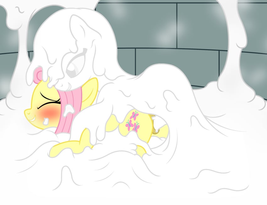 animate_inanimate badumsquish blush bodily_fluids cum cum_creature equid equine fluttershy_(mlp) friendship_is_magic genital_fluids goo_creature hi_res mammal my_little_pony penetration sex straight_hair vaginal_penetration