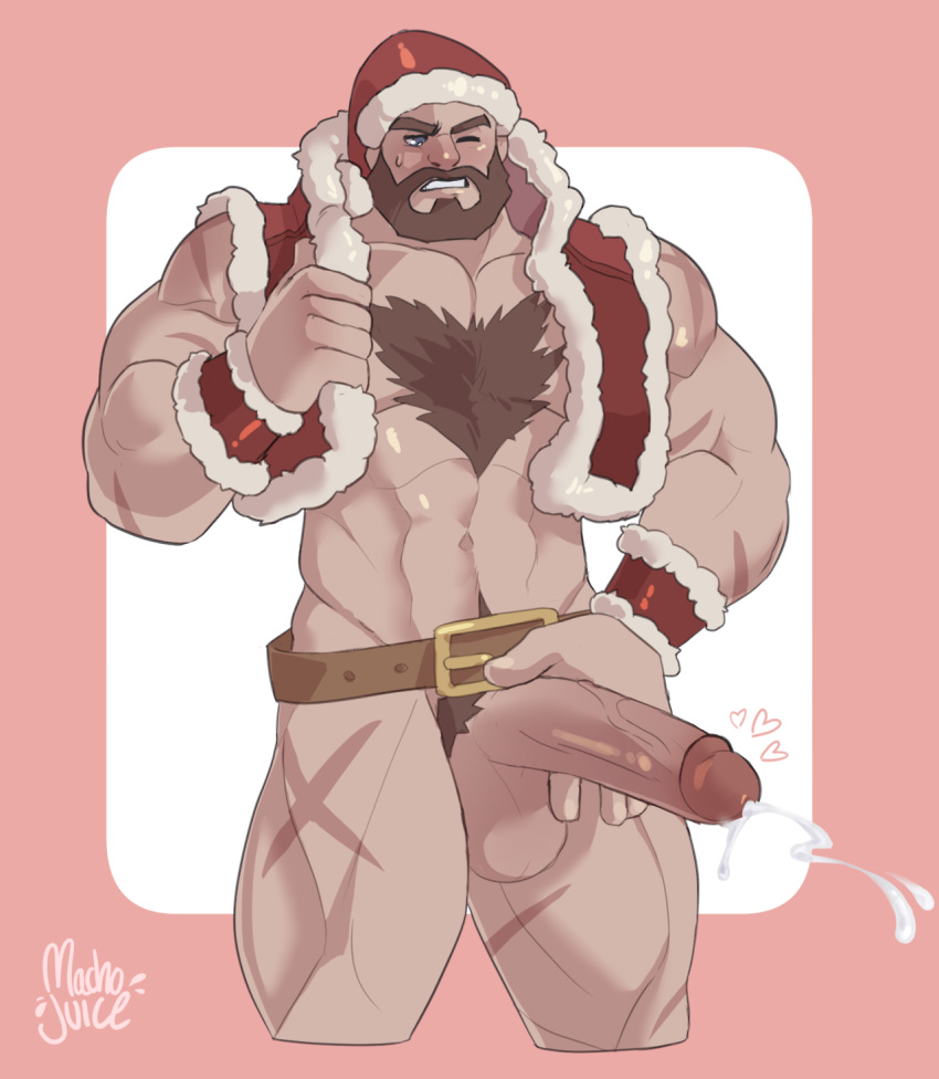 balls bara beard big_balls big_penis boner chest_tuft christmas cum erection facial_hair gay machojuice male male_only muscles muscular orgasm penis scars scars_all_over solo solo_male street_fighter zangief