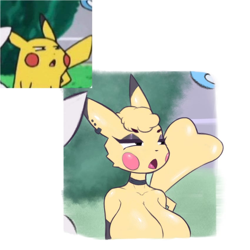 big_breasts breasts female mistrct nintendo pikachu pokémon_(species) pokemon tagme