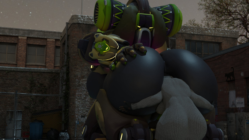 3d anal_insertion anal_vore anus ass ass_grab ckiii3d_(artist) female_pred female_prey head_on_anus head_on_ass orisa overwatch robot vore