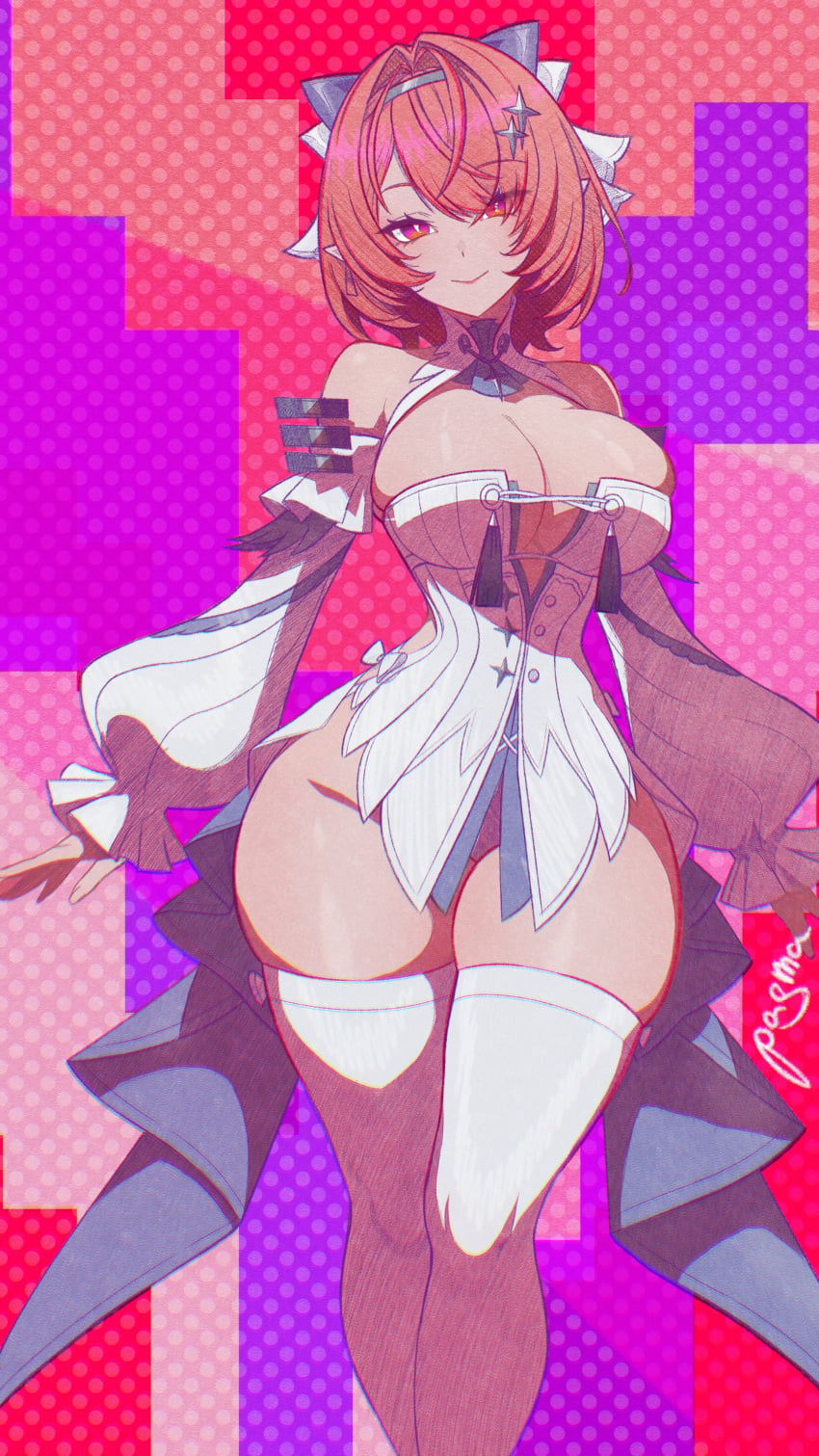 1girls artist_request big_breasts breasts female female_focus female_only large_breasts light-skinned_female light_skin looking_at_viewer ramiel_(zenless_zone_zero) remielle_dan solo thick_thighs thighhighs thighs wide_hips zenless_zone_zero