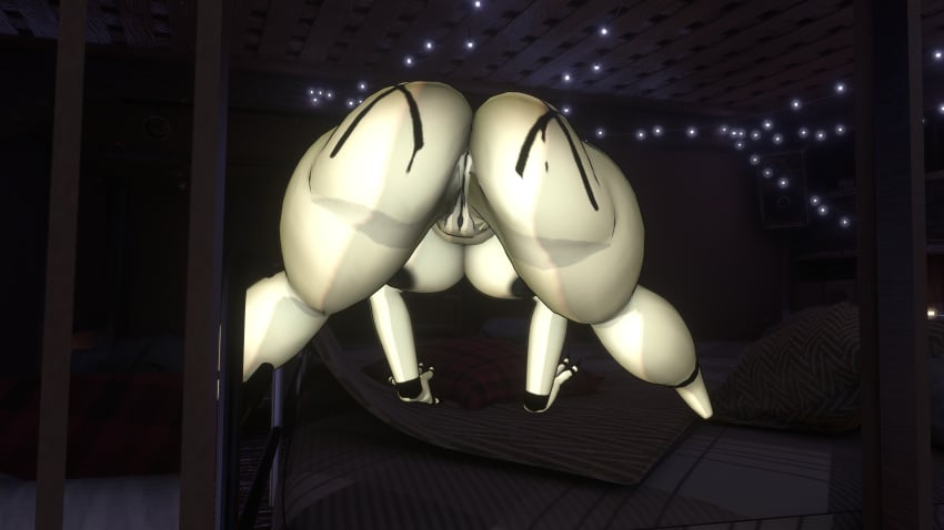 3d exposed_ass exposed_breasts exposed_nipples exposed_pussy five_nights_at_freddy's fredina's_nightclub huge_ass huge_breasts jack-o_pose marie_(cally3d) marie_(cryptia) posing smiling solo suggestive vrchat