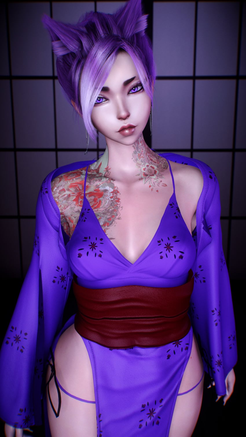 1girl 1girls 2026 3d 4k background breasts chromatic_aberration clothed clothing crashbanditkut depth_of_field earrings eyebrows eyelashes eyeshadow female fox fox_ears fox_girl hair hair_bun hi_res high_resolution highres human japanese japanese_clothes japanese_clothing kimono light-skinned_female light_skin lips lipstick long_eyelashes long_nails looking_at_viewer makeup mascara mature mature_female mature_woman nail_polish nails original original_character panties pinup purple_eyes purple_hair self_upload short_hair simple_background slit_pupils small_breasts solo solo_female solo_focus standing straight tattoo tattoos thick thick_eyebrows thick_lips thick_thighs thighs virt-a-mate virtamate young young_female