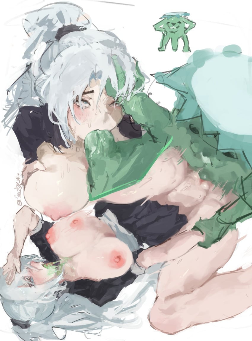 1girl 1girl1boy 1girl1creature arena_of_valor black_skirt black_uniform blowjob blowjob_face boby_069 clothed_sex cum_in_mouth cum_on_tongue cumdrip cumshot_in_mouth exposed_breasts eye_roll eyes_rolling_back forced forced_blowjob forced_oral green_cum green_skin holding_hands_while_penetrated holding_head interracial jjk jujutsu_kaisen jujutsu_kaisen_reference jujutsu_tech_uniform light-skinned_female long_hair missionary_position ponytail rolling_eyes snuzby_nw squeezing_own_breasts tel'annas_(arena_of_valor) tongue_out trying_to_cover_up unrealistic_proportions vaginal_penetration white_hair