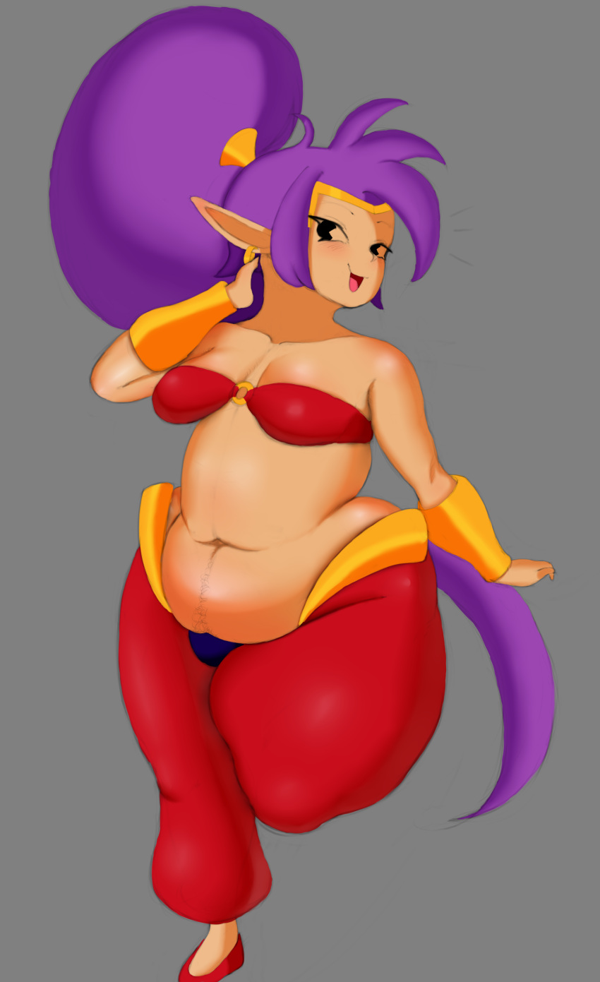 1girls bbw belly blackfrost666 chubby fat fat_woman female female_only happy_trail mob_face shantae shantae_(character) shortstack smooth_skin solo thick_thighs voluptuous wide_hips