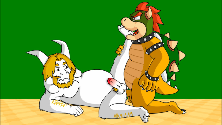 4_fingers anthro asgore_dreemurr ass bara beard belly belly_scales blonde_hair boss_monster bovid bowser bracelet caprine claws duo ears_down edukart21 eyebrows facial_hair fangs father feet fingers fur gay genitals goat hair hand_on_leg horn humanoid jewelry koopa male male/male male_penetrating mammal mario_(series) mouth_closed muscular necklace nintendo open_mouth parent penetration penis pivoted_ears pubes red_eyes red_hair scales scalie shell undertale undertale_(series) video_games white_body yellow_body yellow_fur yellow_scales