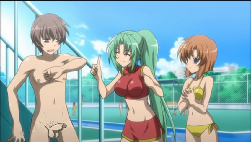 07th_expansion 2009 2girls accurate_art_style balls bikini drawfag drawthread_request edit edited erection female genitals higurashi_no_naku_koro_ni higurashi_no_naku_koro_ni_rei_(2009) maebara_keiichi male mion_sonozaki penis red_swimsuit retracted_foreskin ryuuguu_rena screencap screenshot screenshot_edit studio_deen swimsuit uncut unknown_artist yellow_bikini