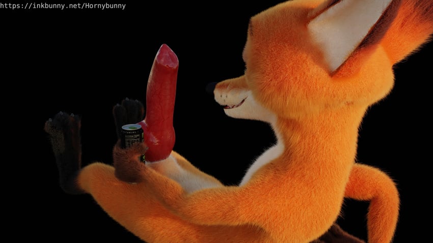 absurd_res anthro big_penis canid canine comparing comparing_penis comparing_penis_to_object disney fox genitals hi_res hornybunny male mammal monster_energy nick_wilde penis solo solo_male zootopia