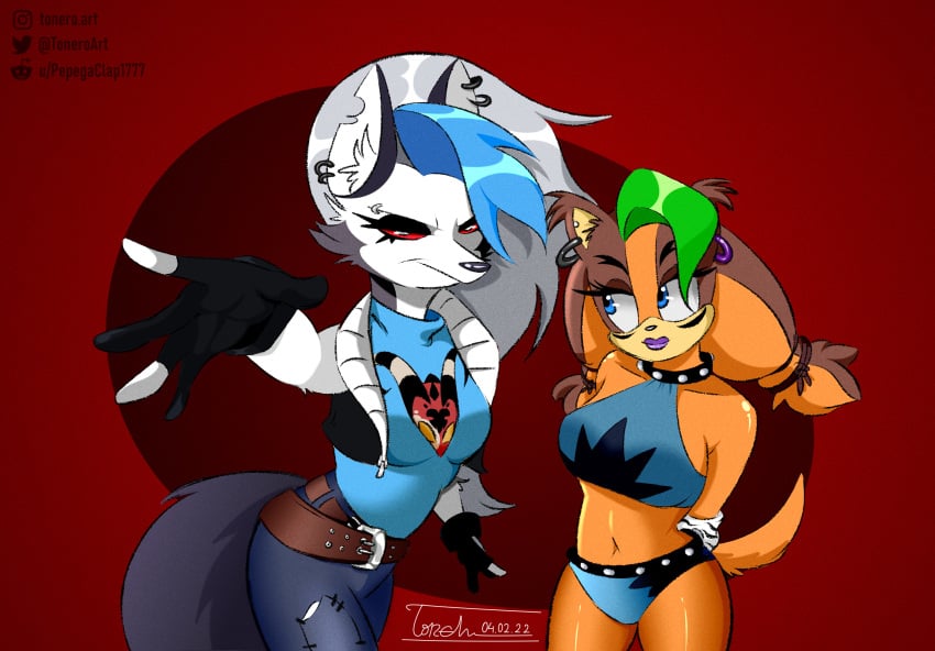 blue_eyes cosplay crossover five_nights_at_freddy's furry furry_only helluva_boss hips loona_(helluva_boss) makeover mashup pirate_tawna_(cosplay) red_eyes roxanne_wolf_(cosplay) sonic_(series) sonic_the_hedgehog_(series) sticks_the_badger swimsuit tawna_bandicoot_(cosplay) tawna_bandicoot_(crash_4)_(cosplay) thick_thighs tonero wolf wolf_girl wolf_tail