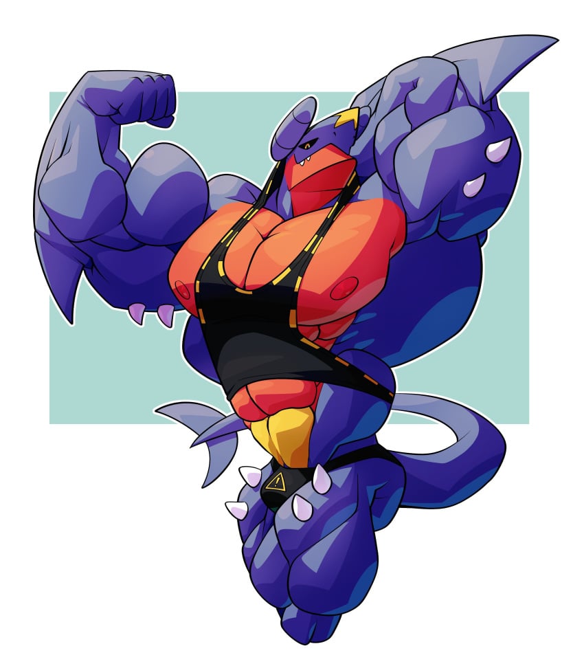 1boy bara biceps big_muscles bulge cerwcerw comission garchomp looking_at_viewer male_only muscular muscular_male nintendo pokémon_(species) pokemon pokemon_(species) pokemon_dppt tagme