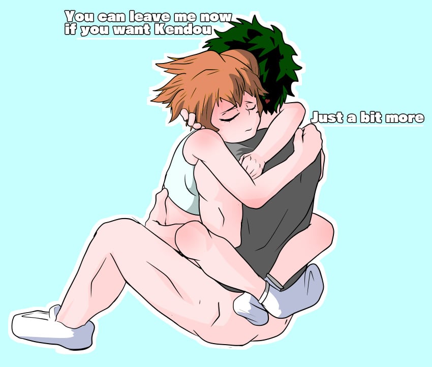 1boy 1girls after_sex arms_around_neck big_penis bottomless closed_eyes color_edit cowgirl_position female green_hair hand_on_back hand_on_head hug huge_cock itsuka_kendou izuku_midoriya kendou_itsuka leg_lock light-skinned_female light-skinned_male light_skin lotus_position male male/female midoriya_izuku my_hero_academia partially_clothed post_orgasm red_hair sex shoes shounen_jump sitting_on_penis socks sweet text third-party_edit unseen_male_face wellllll wholesome