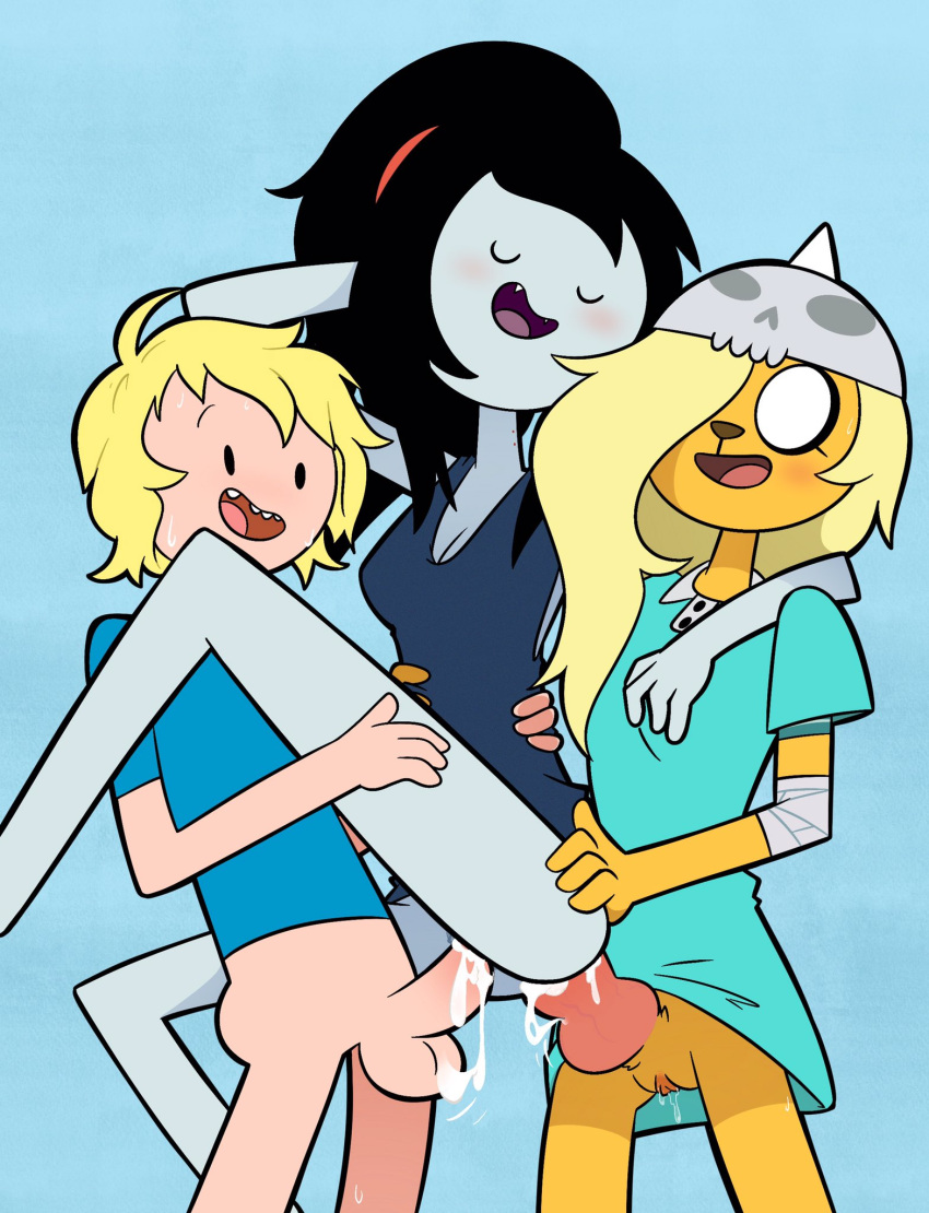 2020 4_fingers adventure_time anal anal_sex animal_genitalia animal_penis anthro balls big_penis black_hair blonde_hair blue_background blush bodily_fluids bottomless breasts bronwyn canid canine canine_penis cartoon_network cleavage closed_eyes clothed clothing cum cum_in_ass cum_in_pussy cum_inside erection female female_penetrated fingers finn_the_human futa_is_bigger futa_sans_balls futanari genitals group group_sex hair herm herm/female herm_penetrating herm_penetrating_female hi_res human human_on_anthro humanoid_genitalia humanoid_penis intersex intersex/female intersex_penetrating intersex_penetrating_female interspecies joshin knot long_hair male male/female male_penetrating male_penetrating_female mammal marceline marceline_abadeer open_mouth penetration penile penile_penetration penis penis_in_ass penis_in_pussy sex shirt simple_background smile standing standing_sex sweat t-shirt threesome topwear trio vaginal_penetration vampire