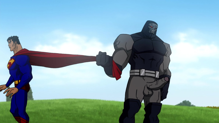 balls cape darkseid dc dc_comics drawfag drawthread_request edit edited erection gay genitals grey_body male male_only penis pulling retracted_foreskin screencap screenshot screenshot_edit superman superman_(series) uncut unknown_artist yaoi