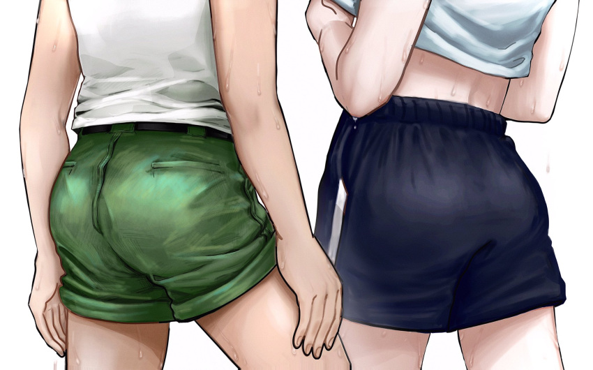 2boys 333hxh333 ass_focus from_behind gon_freecss green_pants hunter_x_hunter killua_zoldyck lifting_shirt male male_only multiple_boys no_sex screw_bar sweat sweating sweaty_body teenage_boy teenager teenagers