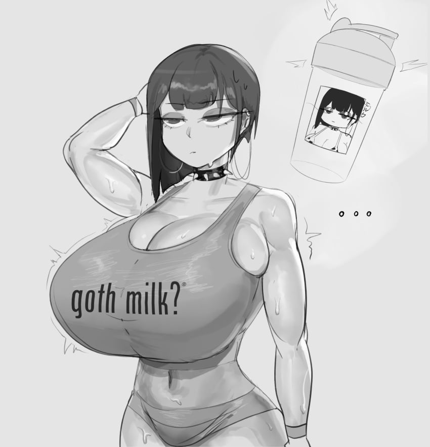 1girls big_breasts booruguru breasts busty cleavage curvaceous curvy curvy_body curvy_female curvy_figure female female_focus got_milk goth goth_(booruguru) goth_girl huge_breasts large_breasts massive_breasts meme original original_character tank_top voluptuous