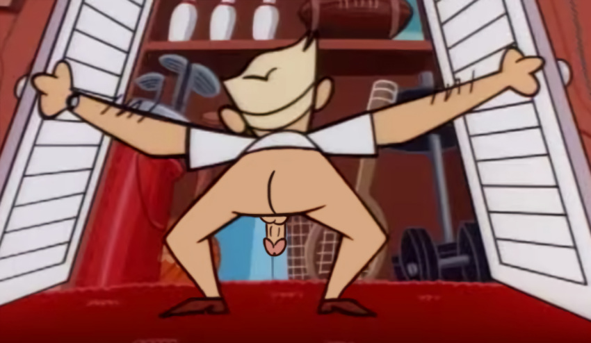 ass balls blonde_hair dexter's_dad dexter's_laboratory drawfag drawthread_request edit edited erection from_behind genitals male male_only penis retracted_foreskin screencap screenshot screenshot_edit spread_legs uncut unknown_artist