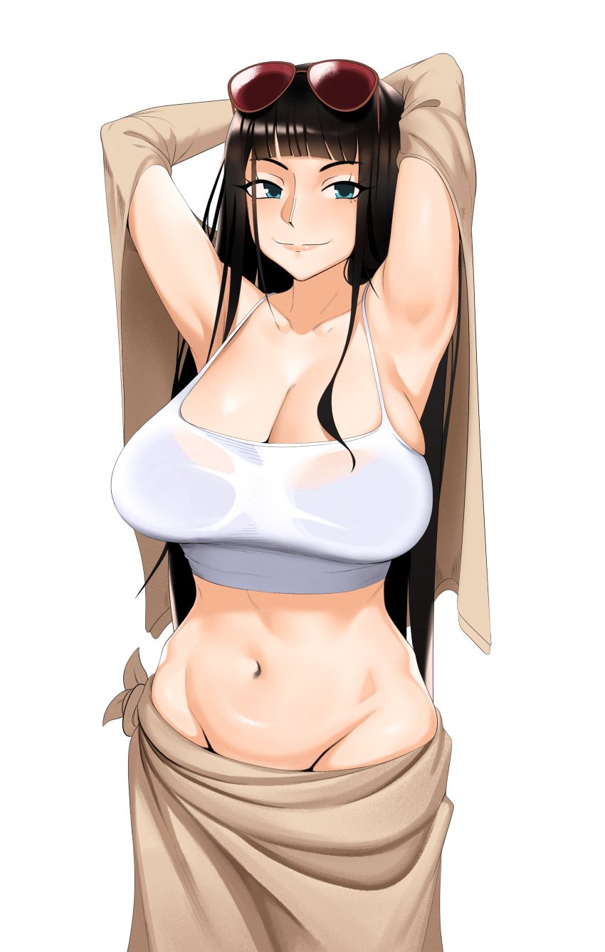 1girls armpits big_breasts breasts clothed female female_only kevbot large_breasts nico_robin one_piece pre-timeskip solo