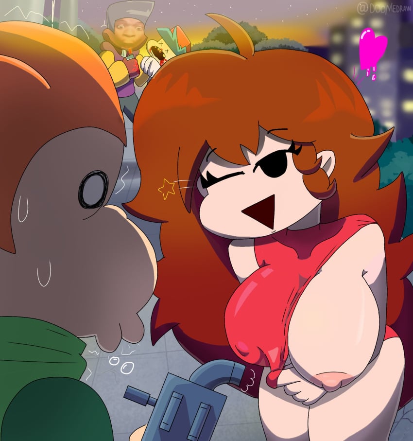 1girls big_breasts boyfriend_(friday_night_funkin) cheating cheating_girlfriend darnell_(newgrounds) doomedraw female friday_night_funkin girlfriend_(friday_night_funkin) orange_hair pico_(newgrounds) red_hair tagme