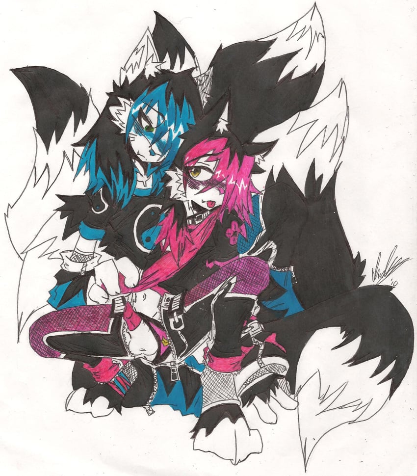 2d canine clothed color emo emo_boy feline femboy fox fur furry furry_only furry_tail gay kitsune kyubi_kun lion male muff_the_cat multi_tail no_humans penis rogenuchiha scenecore tail