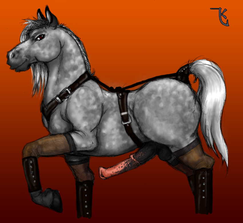 equine erection feral furry harness horse horsecock leather male male_only no_humans penis redrevolution solo stallion