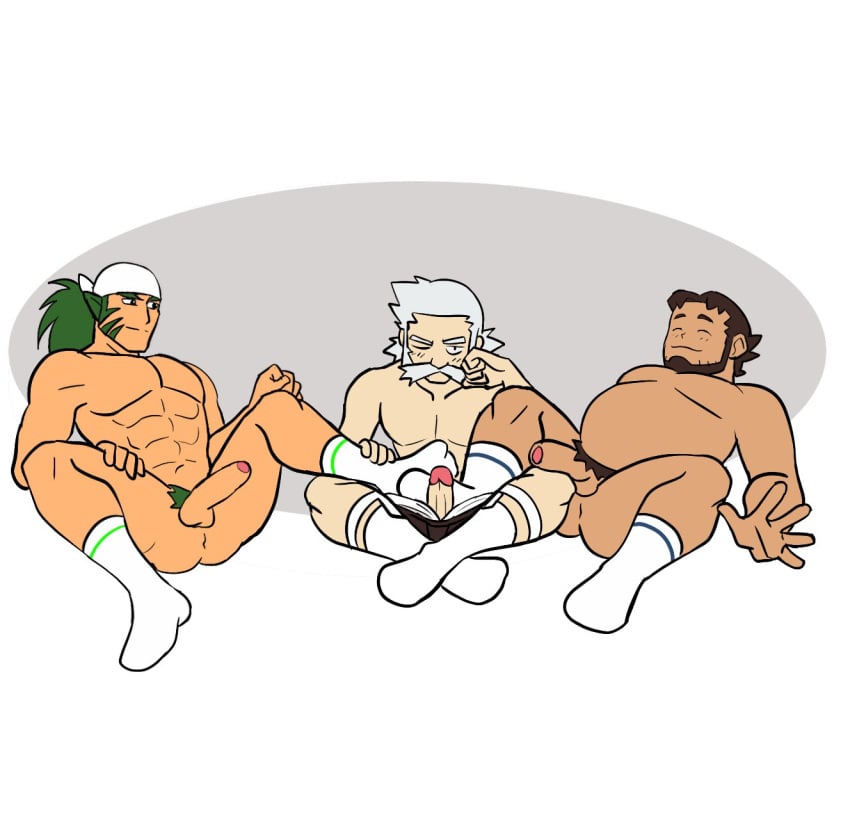 3boys birch_(pokemon) crossover feet fire_emblem fire_emblem:_path_of_radiance fire_emblem:_radiant_dawn footjob male_only muarim_(fire_emblem) old_man penis pokemon pokemon_dppt pokemon_oras pokemon_rse professor_birch professor_rowan rowan_(pokemon) socks tetrahomoerotica undressing