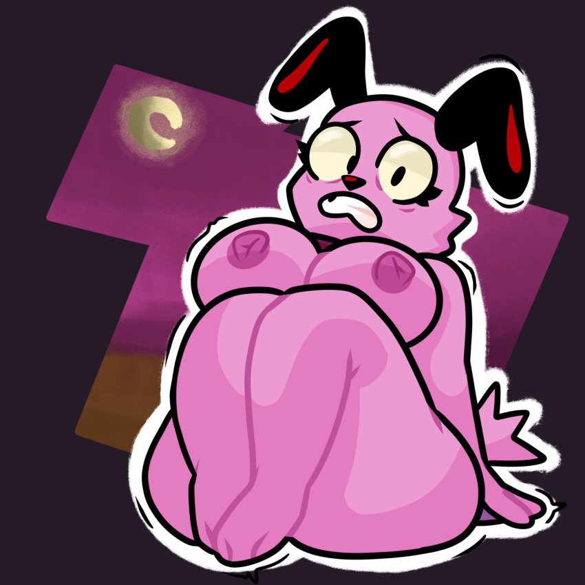 big_breasts breasts cartoon_network courage courage_the_cowardly_dog courage_the_cowardly_dog_(character) female female_only furry genderswap lewdewott moon rule_63 scared_expression thick_thighs